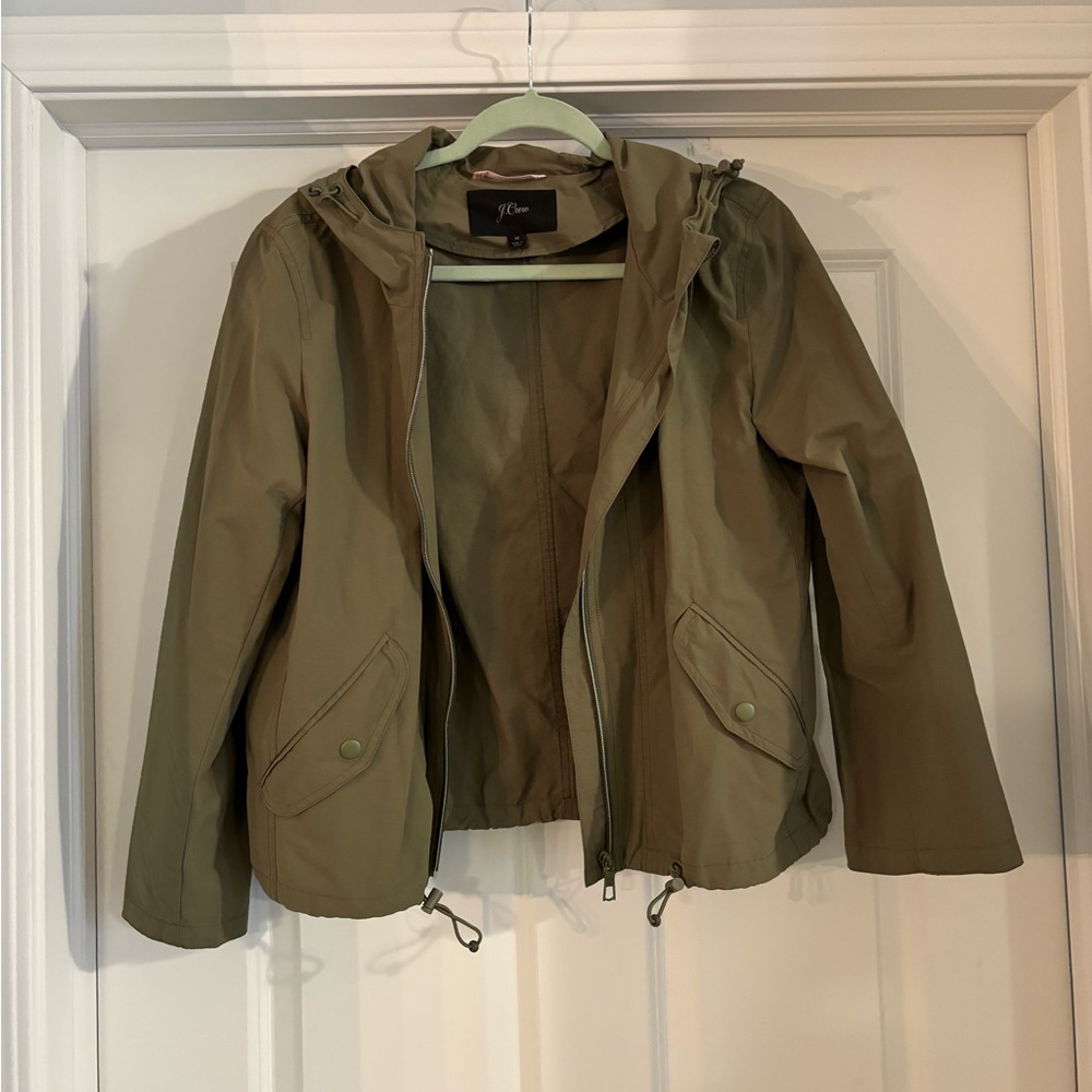 J Crew Green Jacket with Hood, Medium